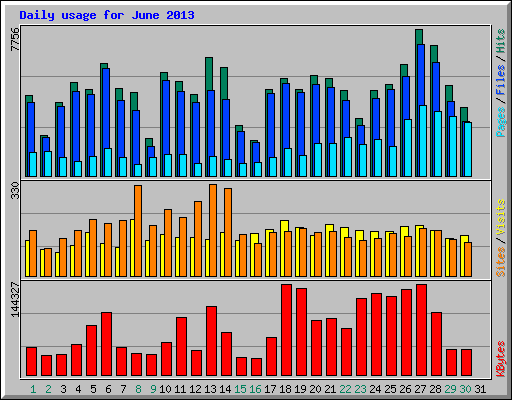 Daily usage for June 2013