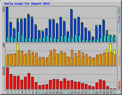 Daily usage for August 2013