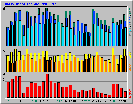 Daily usage for January 2017