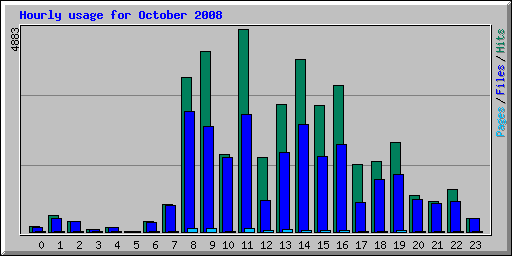 Hourly usage for October 2008