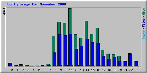 Hourly usage for November 2008