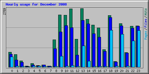 Hourly usage for December 2008