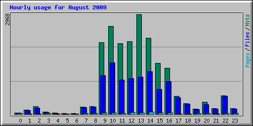 Hourly usage for August 2009