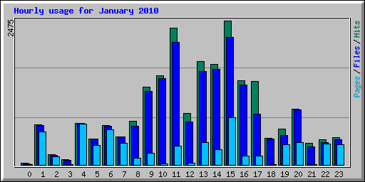 Hourly usage for January 2010