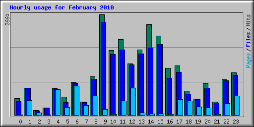 Hourly usage for February 2010