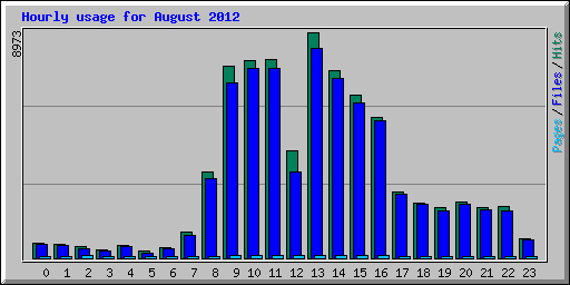 Hourly usage for August 2012