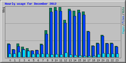 Hourly usage for December 2012