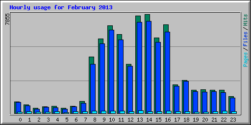 Hourly usage for February 2013