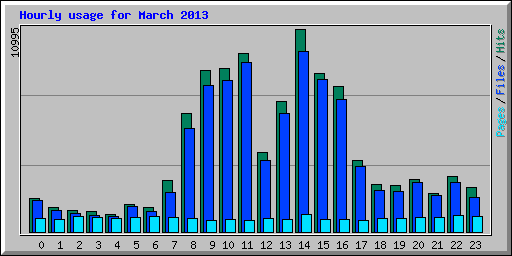 Hourly usage for March 2013