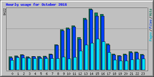 Hourly usage for October 2016