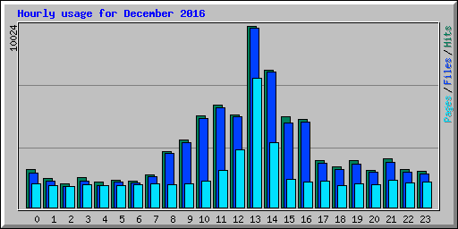 Hourly usage for December 2016