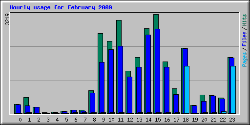 Hourly usage for February 2009
